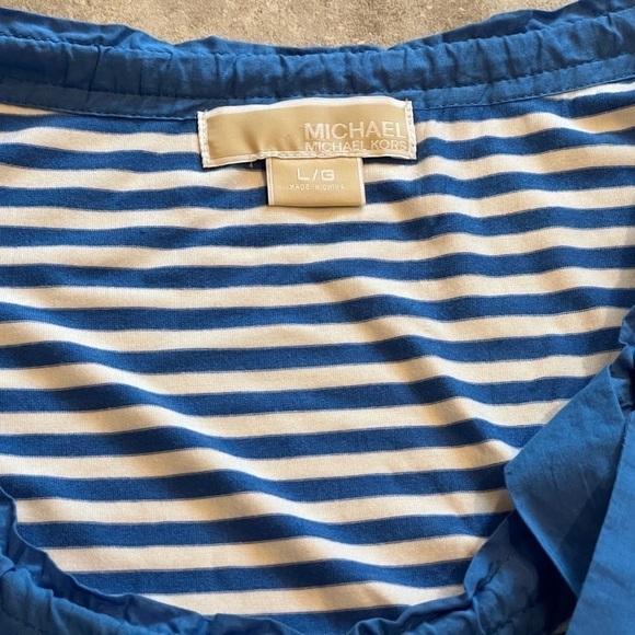 Michael Kors scoop neck striped short sleeve pullover top blouse large b… - Picture 4 of 6